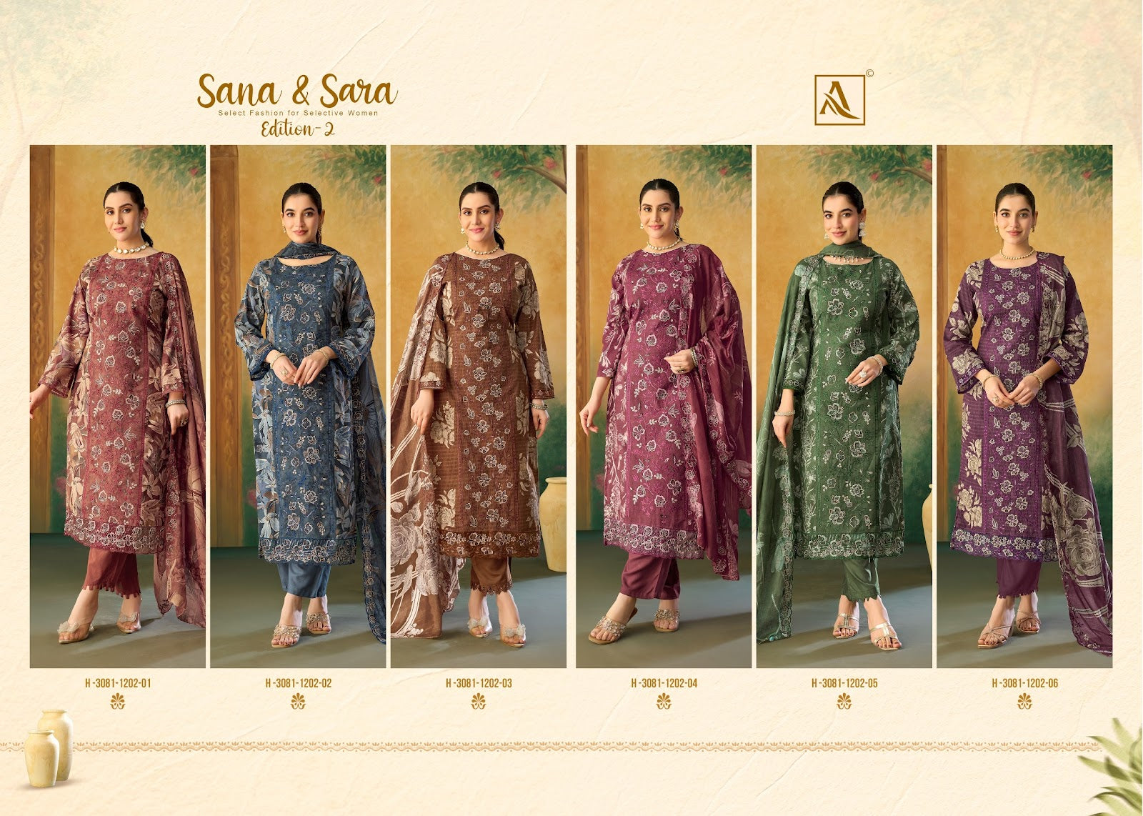 Sana And Sara Edition 2 Alok Cambric Cotton Karachi Salwar Suits Supplier India