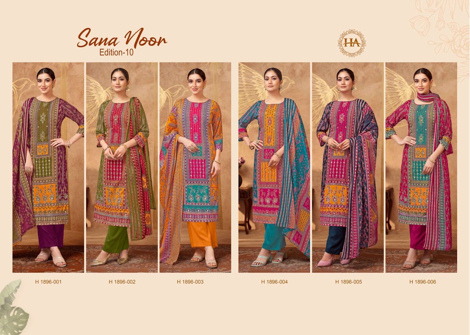 Sana Noor Edition 10 Harshit Fashion Reyon Karachi Salwar Suits Exporter Gujarat