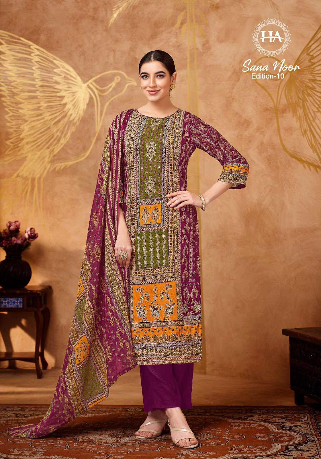 Sana Noor Edition 10 Harshit Fashion Reyon Karachi Salwar Suits Exporter Gujarat