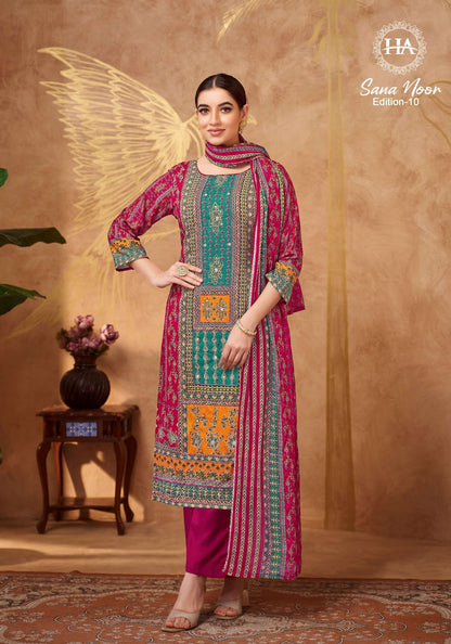 Sana Noor Edition 10 Harshit Fashion Reyon Karachi Salwar Suits Exporter Gujarat