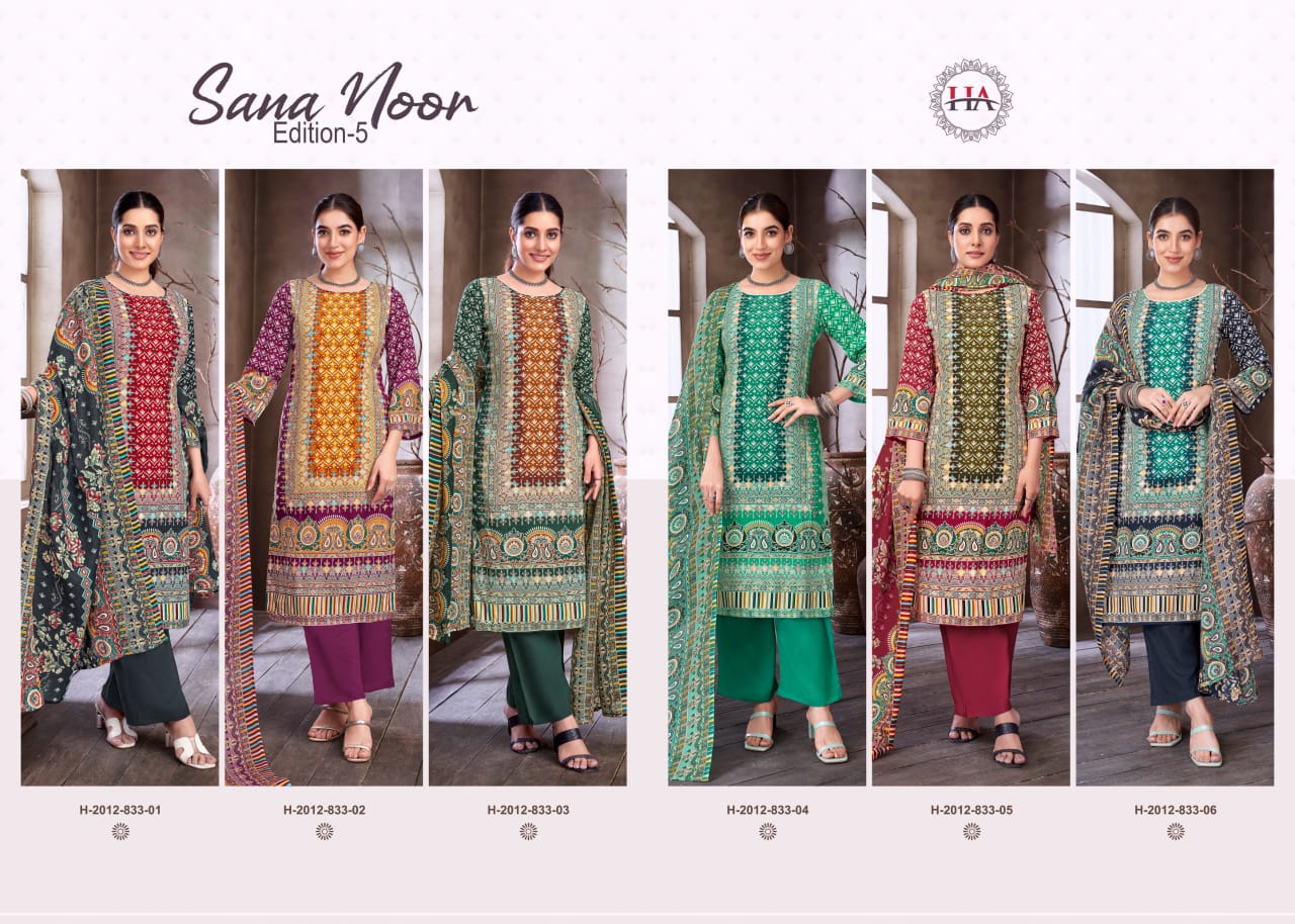 Sana Noor Edition 5 Harshit Fashion Viscose Reyon Karachi Salwar Suits Manufacturer Gujarat