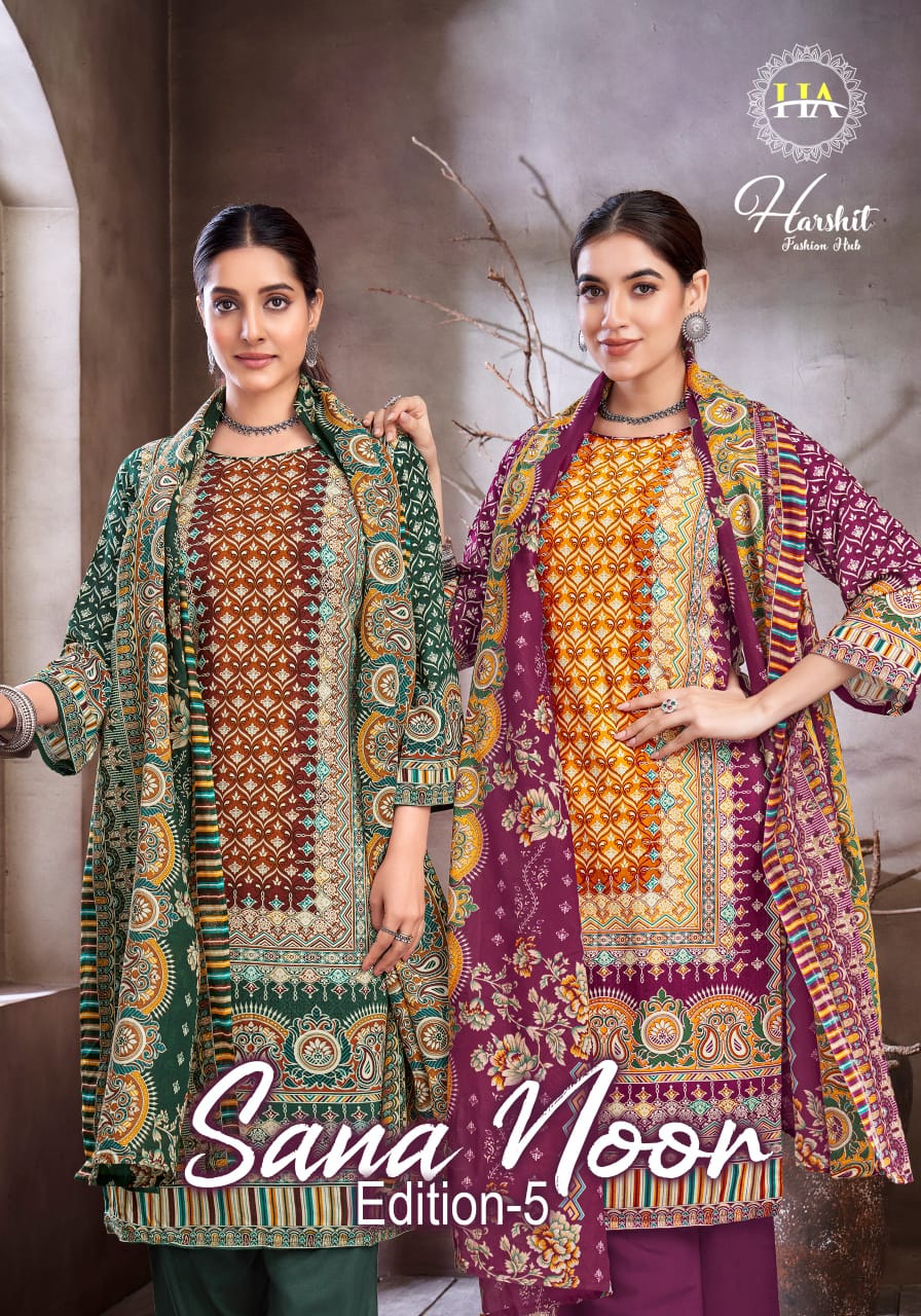 Sana Noor Edition 5 Harshit Fashion Viscose Reyon Karachi Salwar Suits Manufacturer Gujarat
