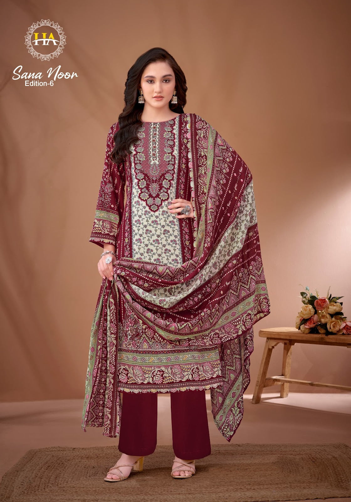 Sana Noor Edition 6 Harshit Fashion Viscose Reyon Karachi Salwar Suits Manufacturer Ahmedabad