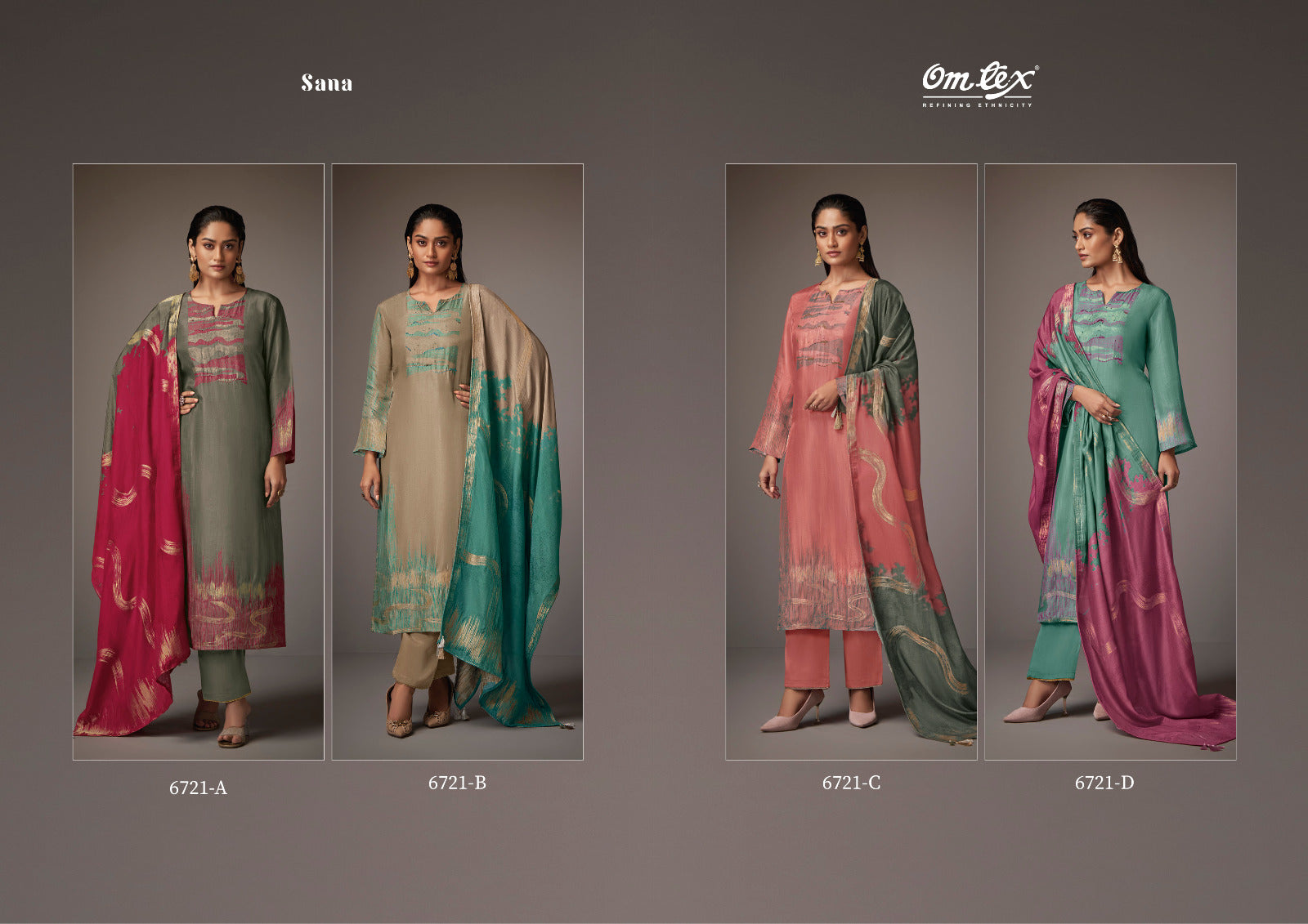 Sana Omtex Silk Jacquard Pant Style Suits Wholesale
