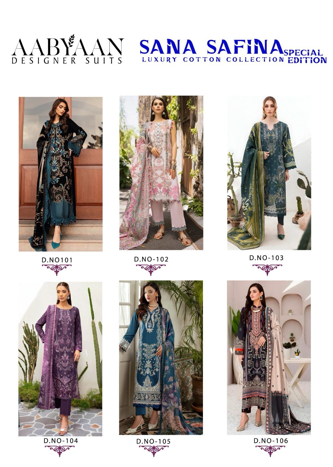 Sana Safina Special Edition Luxury Cotton Collection Aabyaan Karachi Salwar Suits Exporter Gujarat