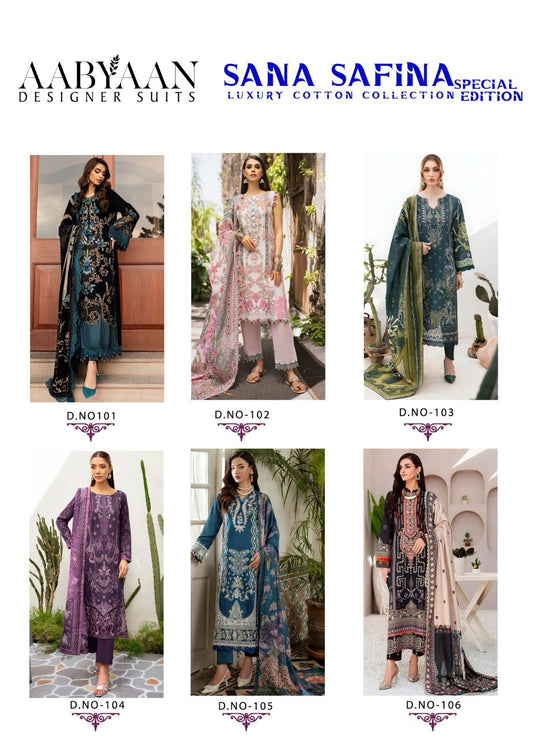 Sana Safina Special Edition Luxury Cotton Collection Aabyaan Karachi Salwar Suits Exporter Gujarat