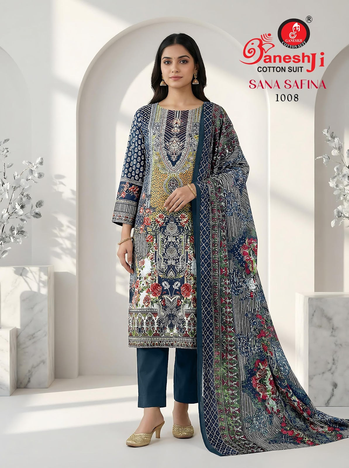 Sana Safina Vol 1 Ganeshji Mix Cotton Karachi Salwar Suits Exporter