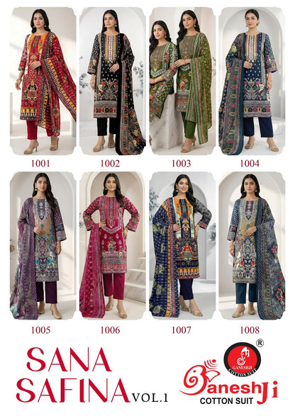 Sana Safina Vol 1 Ganeshji Mix Cotton Karachi Salwar Suits Exporter