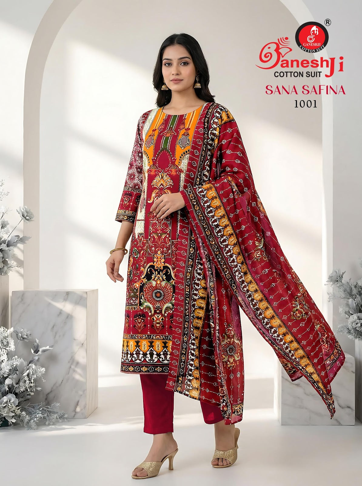 Sana Safina Vol 1 Ganeshji Mix Cotton Karachi Salwar Suits Exporter