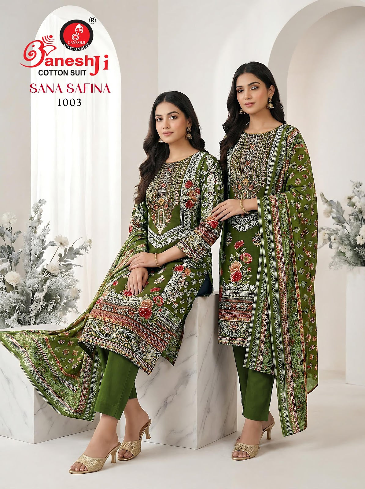 Sana Safina Vol 1 Ganeshji Mix Cotton Karachi Salwar Suits Exporter