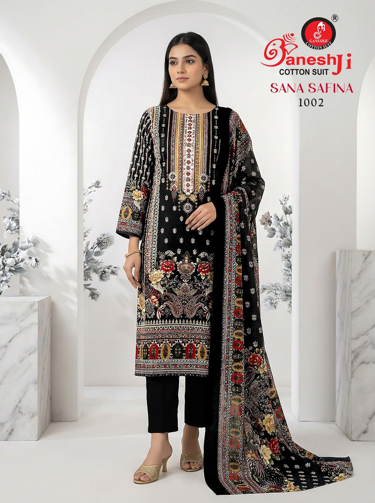 Sana Safina Vol 1 Ganeshji Mix Cotton Karachi Salwar Suits Exporter