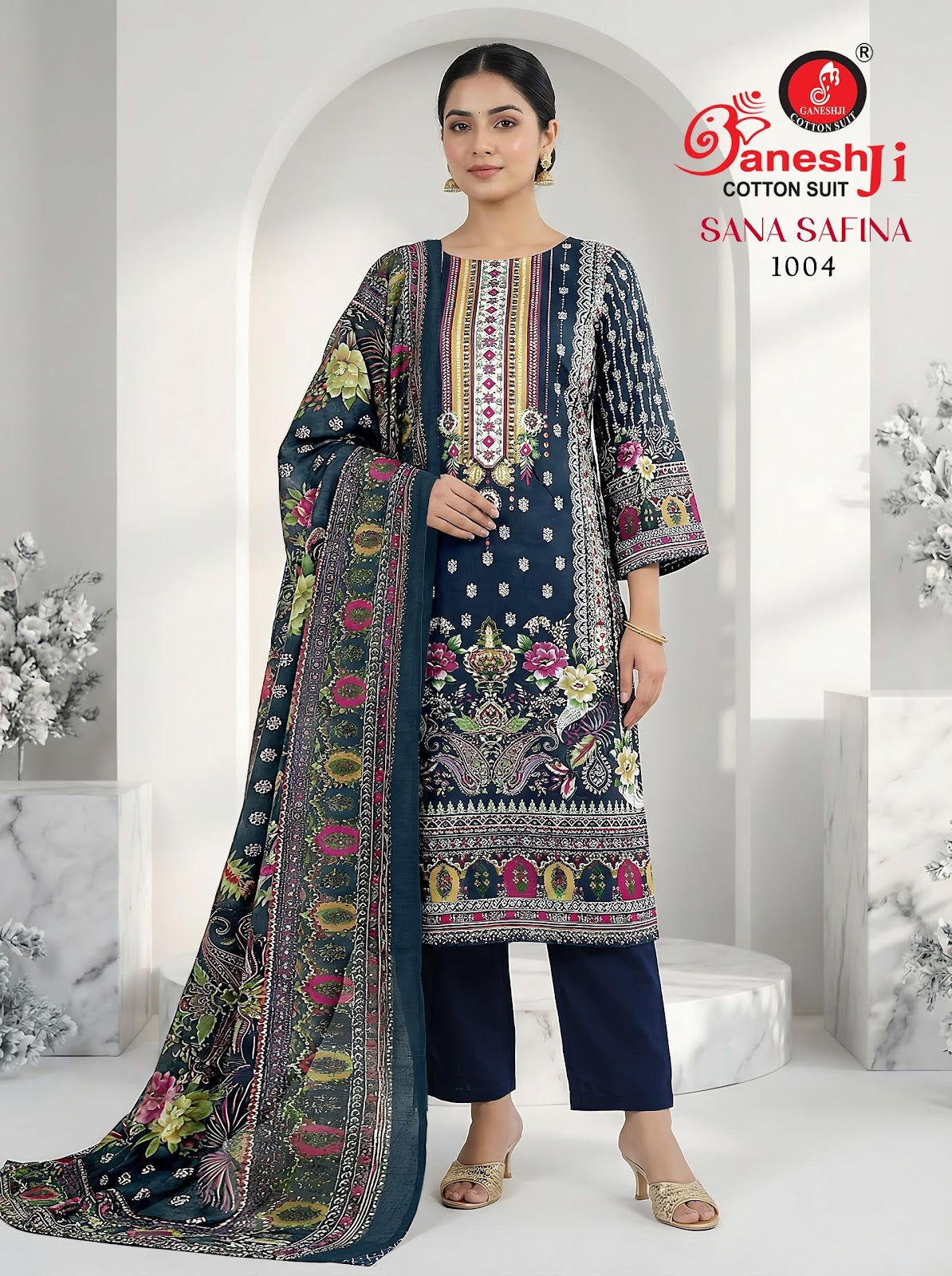 Sana Safina Vol 1 Ganeshji Mix Cotton Karachi Salwar Suits Exporter