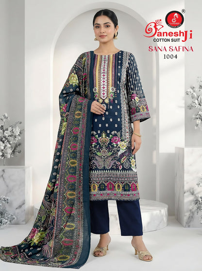 Sana Safina Vol 1 Ganeshji Mix Cotton Karachi Salwar Suits Exporter