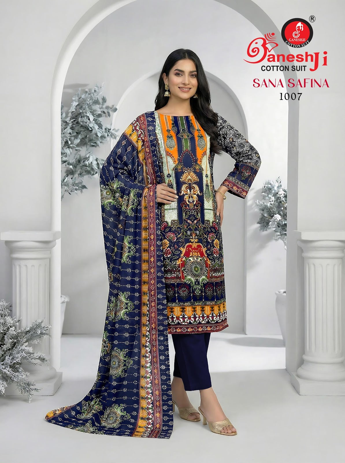 Sana Safina Vol 1 Ganeshji Mix Cotton Karachi Salwar Suits Exporter