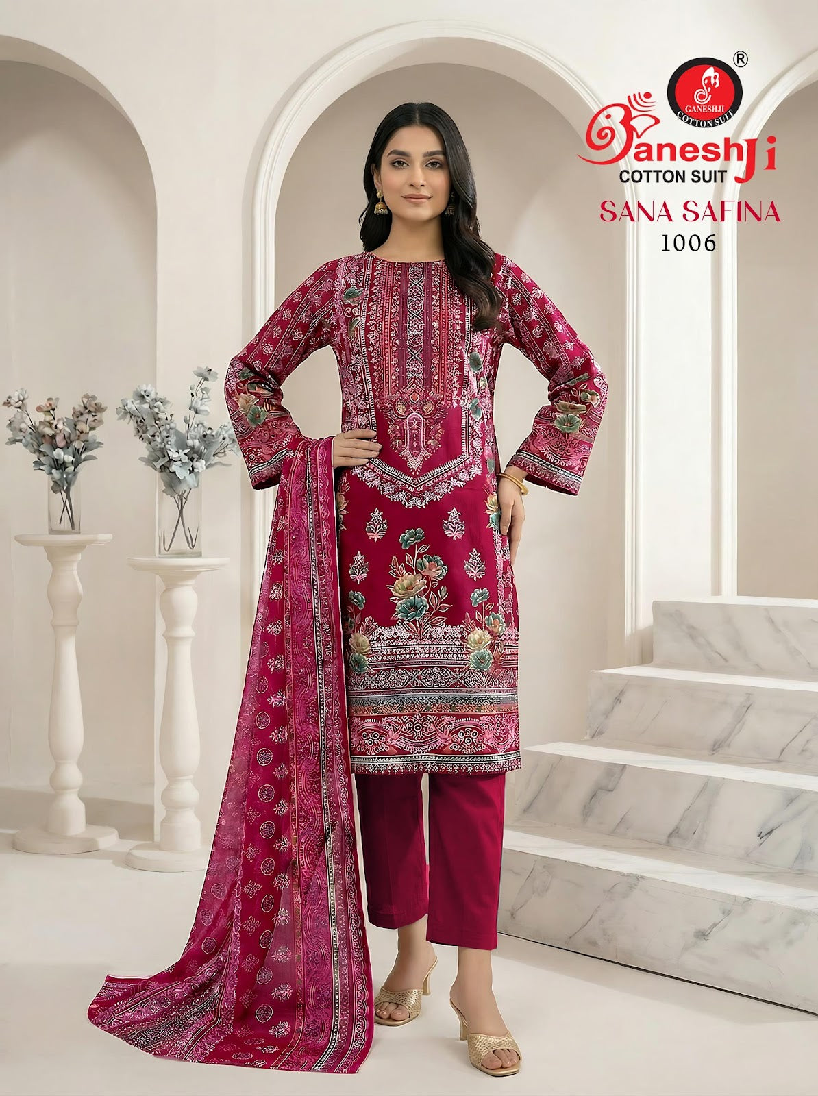 Sana Safina Vol 1 Ganeshji Mix Cotton Karachi Salwar Suits Exporter