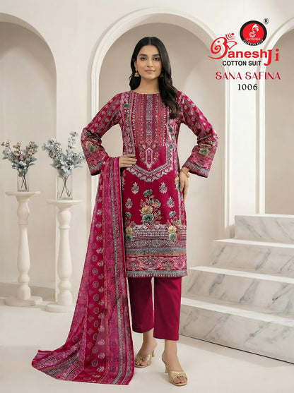 Sana Safina Vol 1 Ganeshji Mix Cotton Karachi Salwar Suits Exporter