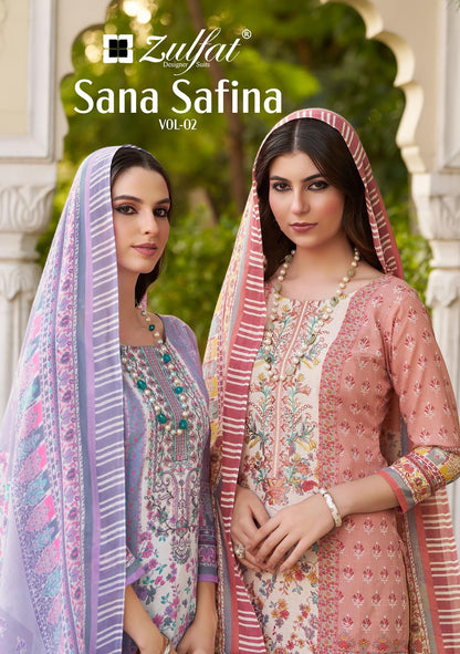 Sana Safina Vol 2 Zulfat Designer Cotton Karachi Salwar Suits Supplier Gujarat