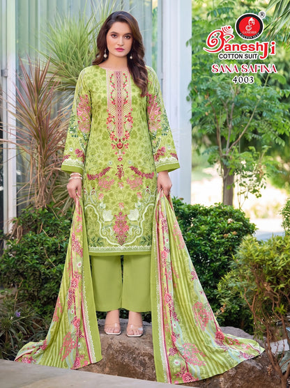 Sana Safina Vol 4 Ganeshji Mix Cotton Karachi Salwar Suits Exporter