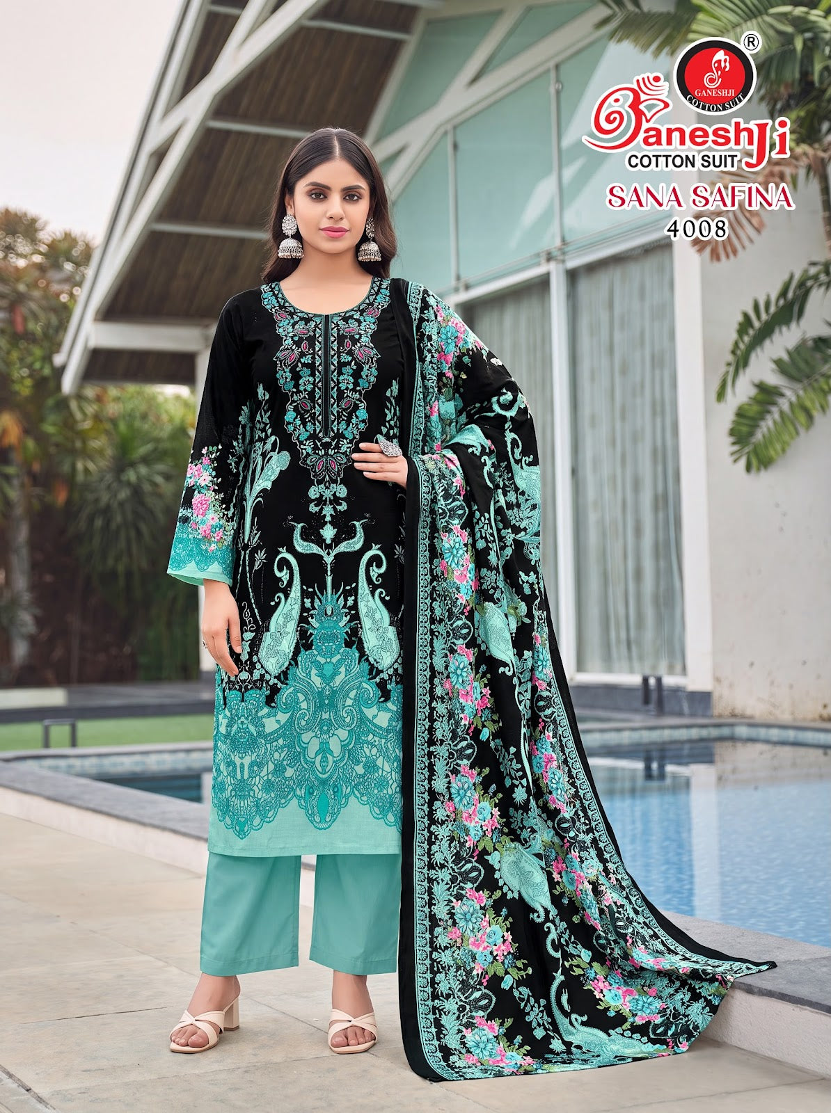 Sana Safina Vol 4 Ganeshji Mix Cotton Karachi Salwar Suits Exporter