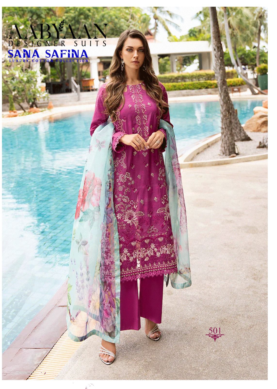 Sana Safina Vol 5 Luxury Cotton Collection Aabyaan Karachi Salwar Suits Supplier Ahmedabad