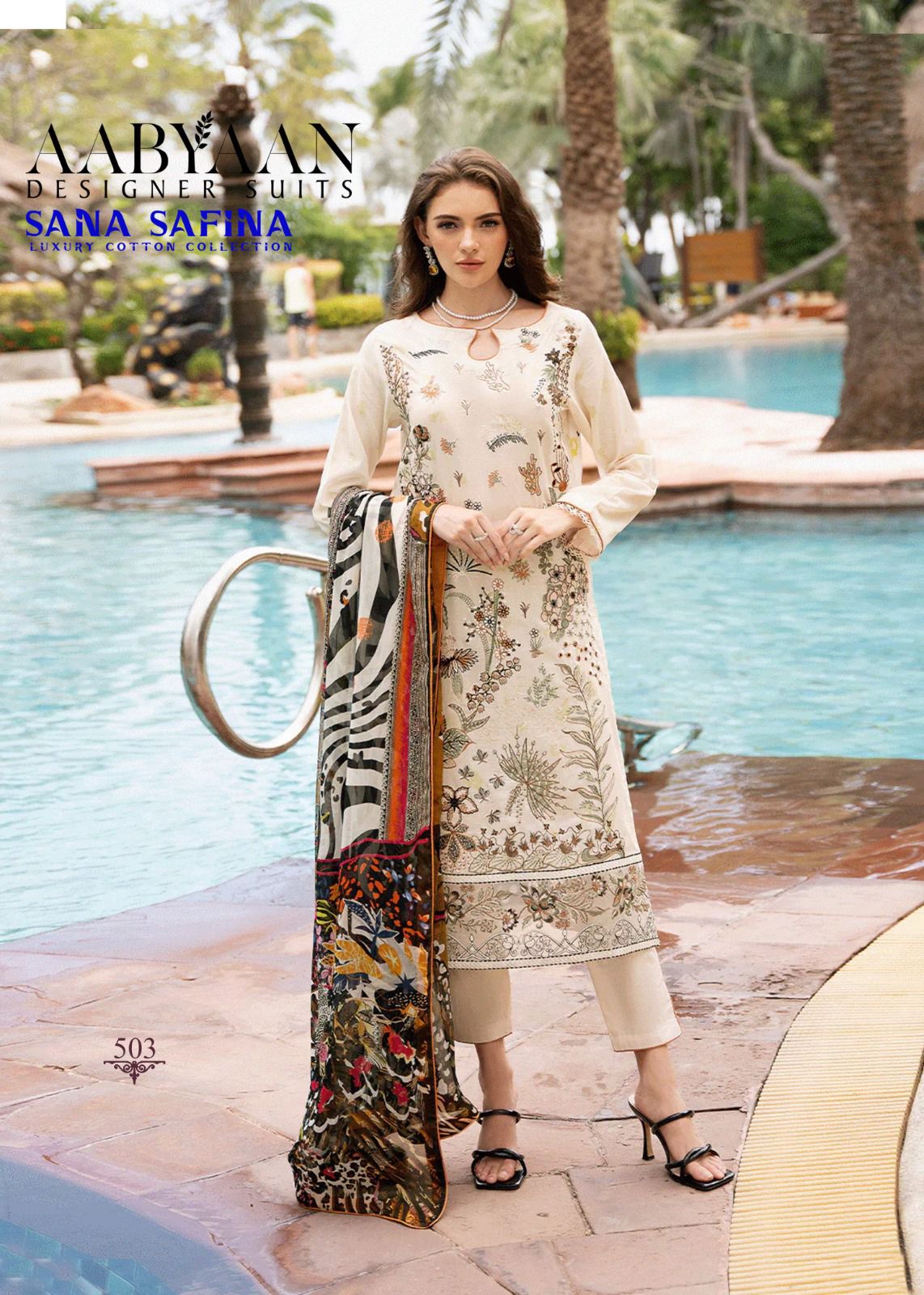 Sana Safina Vol 5 Luxury Cotton Collection Aabyaan Karachi Salwar Suits Supplier Ahmedabad