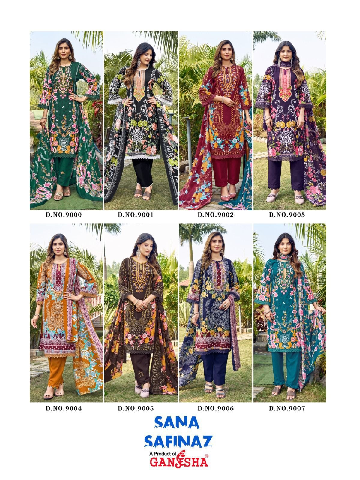 Sana Safina Vol 9 Ganesha Cotton Karachi Salwar Suits Exporter Ahmedabad