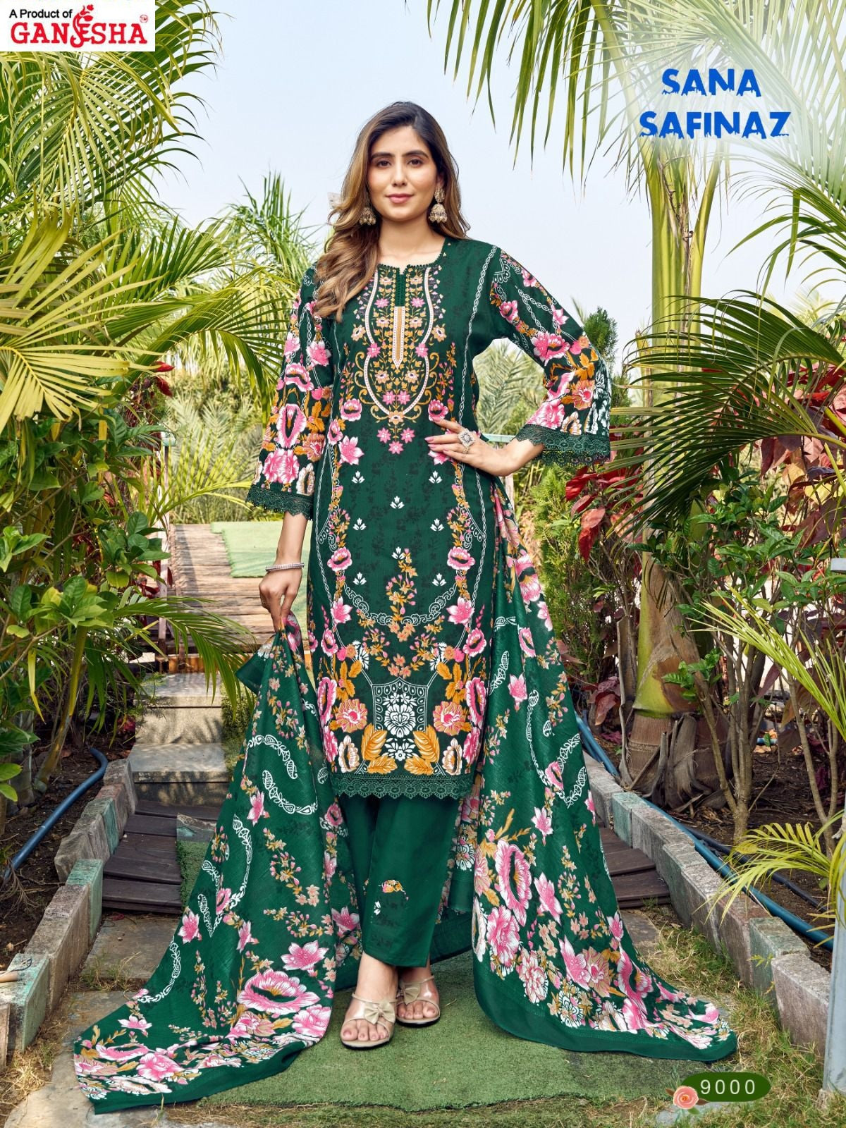 Sana Safina Vol 9 Ganesha Cotton Karachi Salwar Suits Exporter Ahmedabad