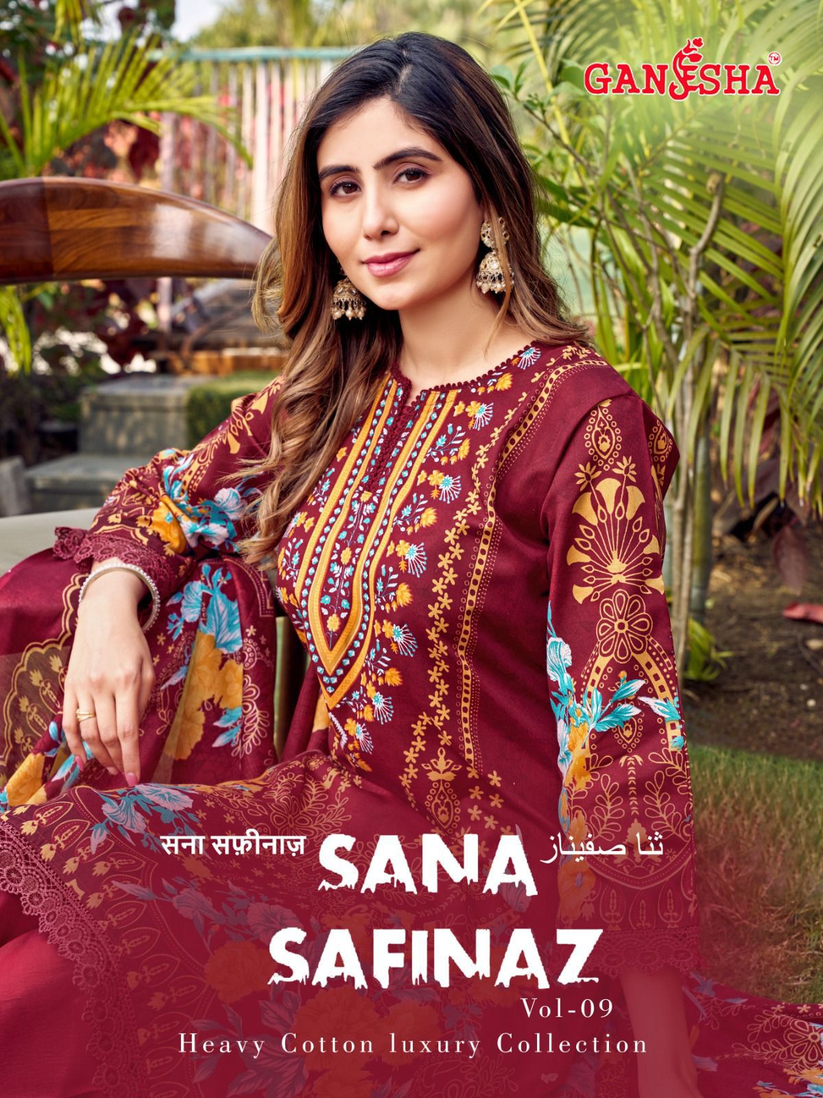 Sana Safina Vol 9 Ganesha Cotton Karachi Salwar Suits Exporter Ahmedabad