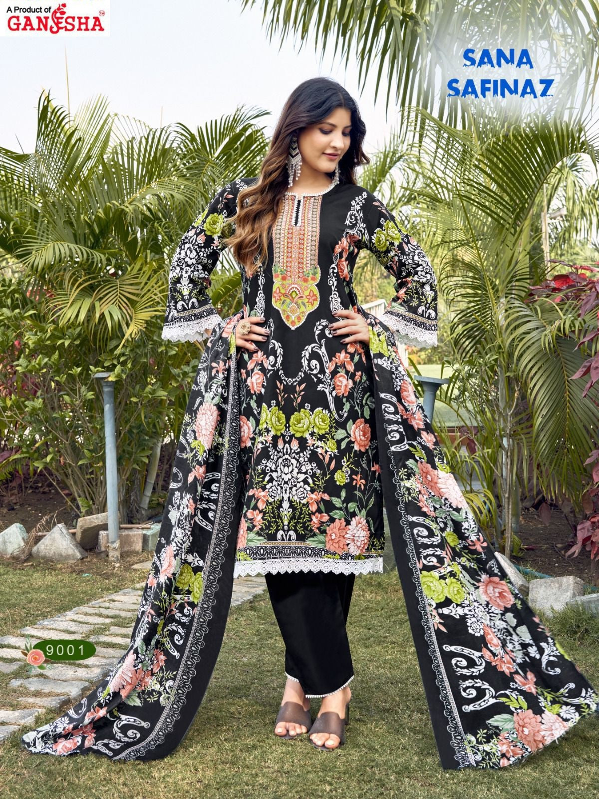 Sana Safina Vol 9 Ganesha Cotton Karachi Salwar Suits Exporter Ahmedabad
