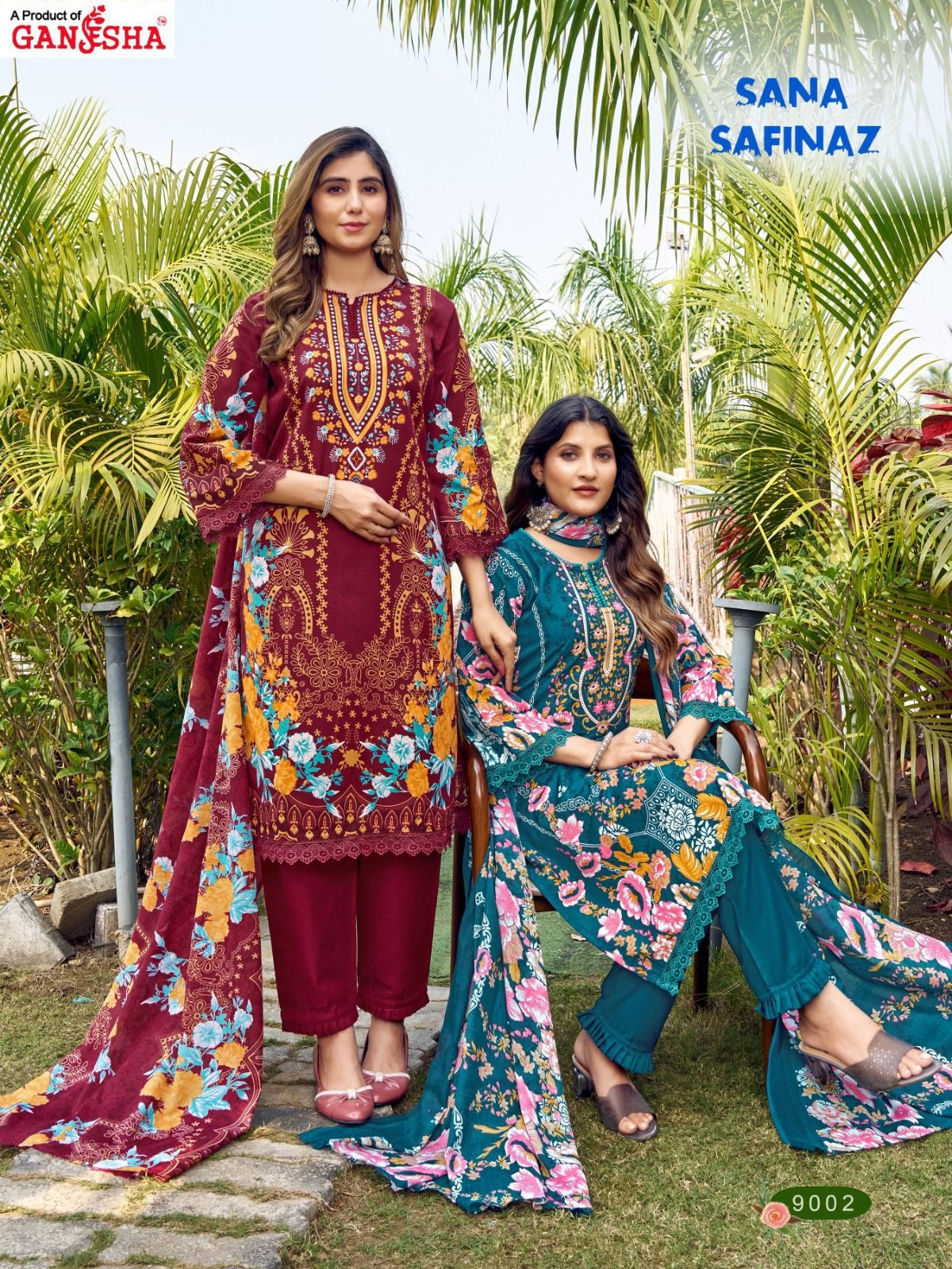 Sana Safina Vol 9 Ganesha Cotton Karachi Salwar Suits Exporter Ahmedabad