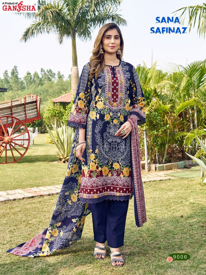 Sana Safina Vol 9 Ganesha Cotton Karachi Salwar Suits Exporter Ahmedabad