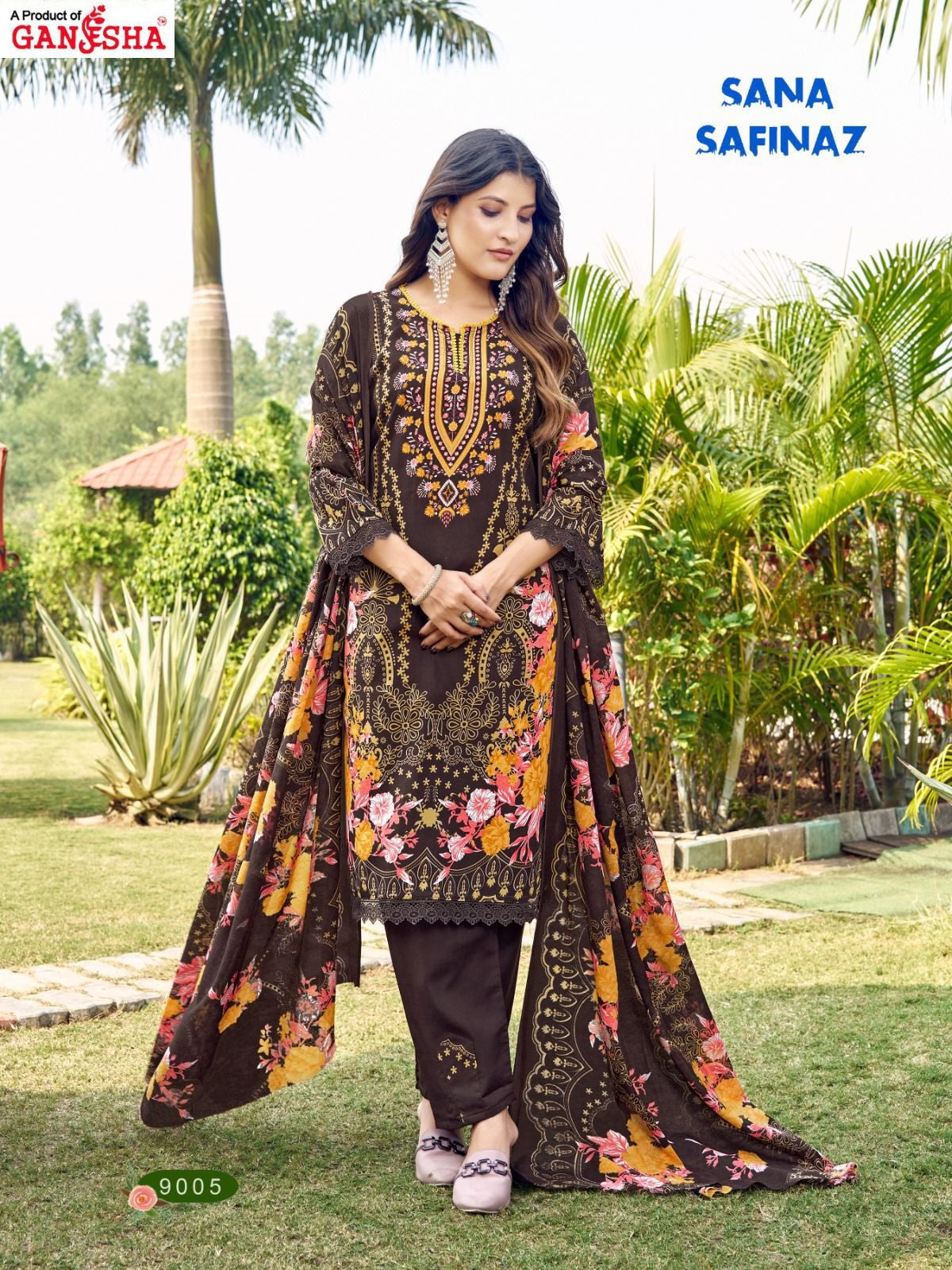 Sana Safina Vol 9 Ganesha Cotton Karachi Salwar Suits Exporter Ahmedabad