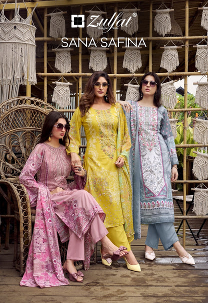 Sana Safina Zulfat Designer Cotton Karachi Salwar Suits Wholesaler Ahmedabad