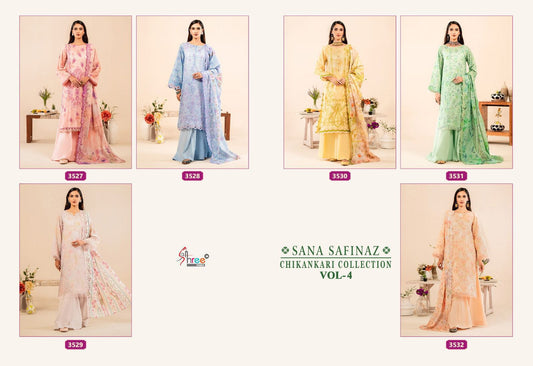 Sana Safinaz Chikankari Vol 4 Shree Fabs Cotton Pakistani Salwar Suits