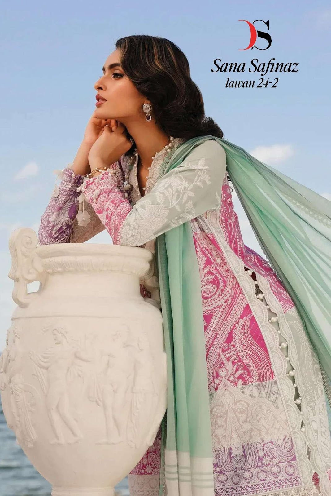 Sana Safinaz Lawn 24-2 Deepsy Pure Cotton Pakistani Patch Work Suits Wholesaler