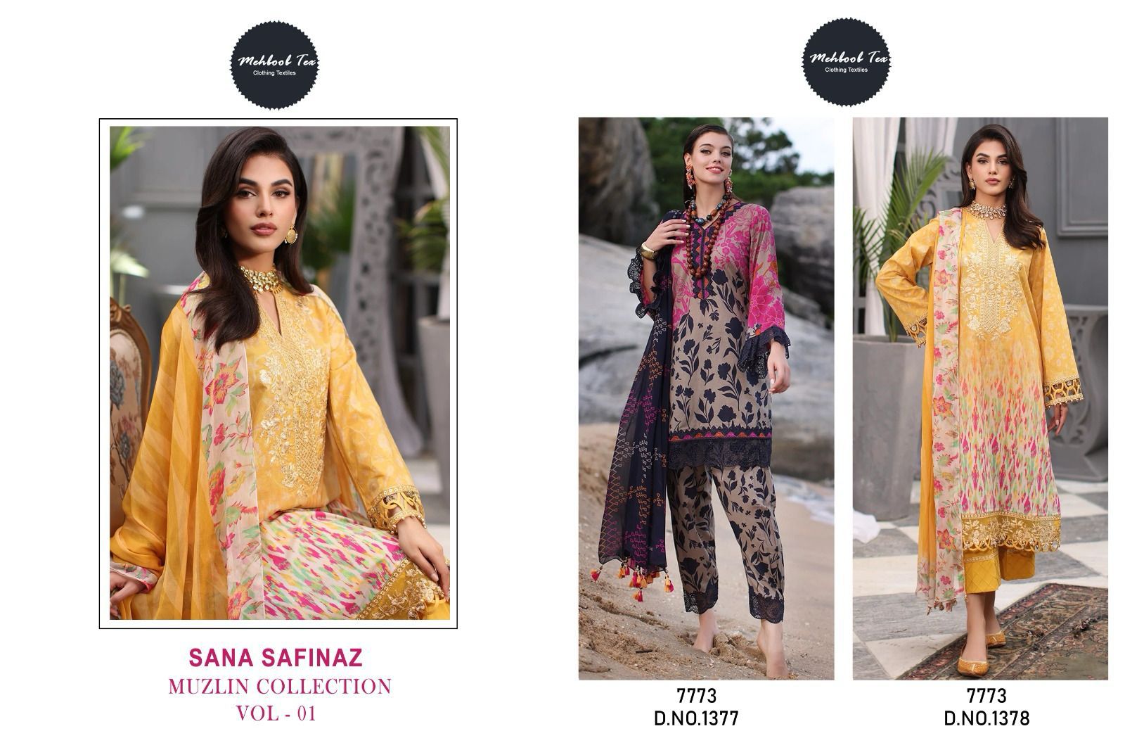Sana Safinaz Muzlin Collection 1 Mehboob Tex Pure Cotton Pakistani Salwar Suits Wholesaler Ahmedabad
