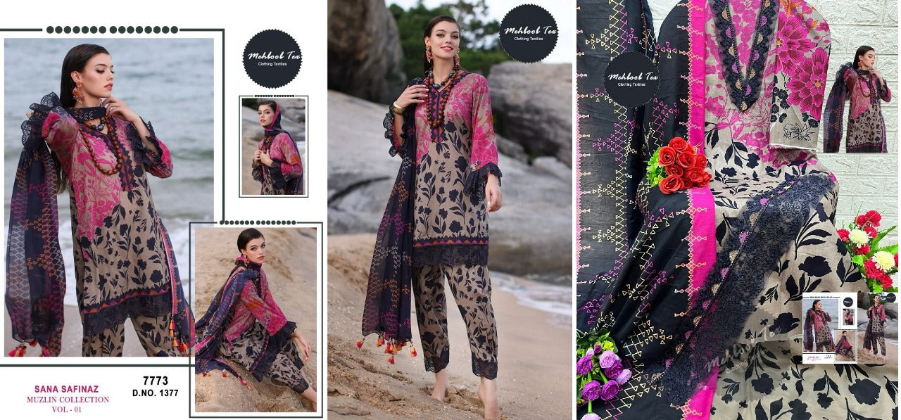 Sana Safinaz Muzlin Collection 1 Mehboob Tex Pure Cotton Pakistani Salwar Suits Wholesaler Ahmedabad