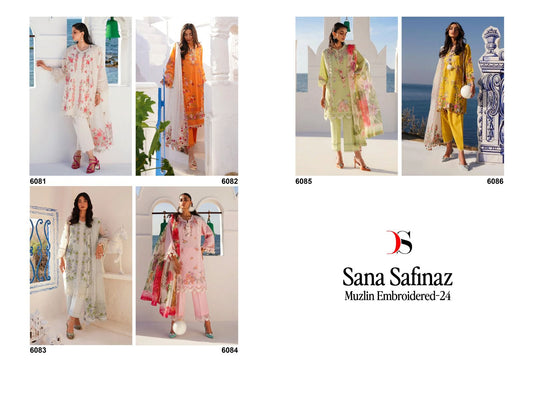 Sana Safinaz Muzlin Embroidered 24 Deepsy Pure Cotton Pakistani Salwar Suits Wholesale Price