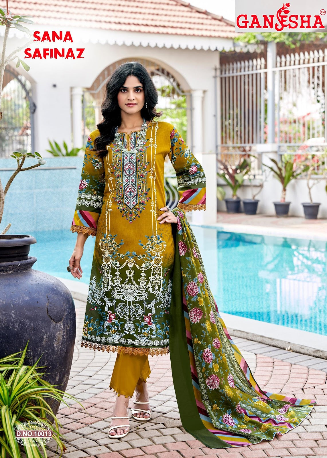 Sana Safinaz Vol 10 Ganesha Mix Cotton Karachi Salwar Suits Supplier India