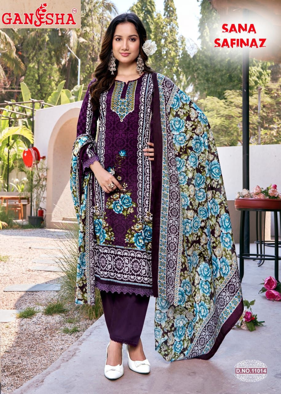 Sana Safinaz Vol 11 Ganesha Mix Cotton Karachi Salwar Suits Supplier India