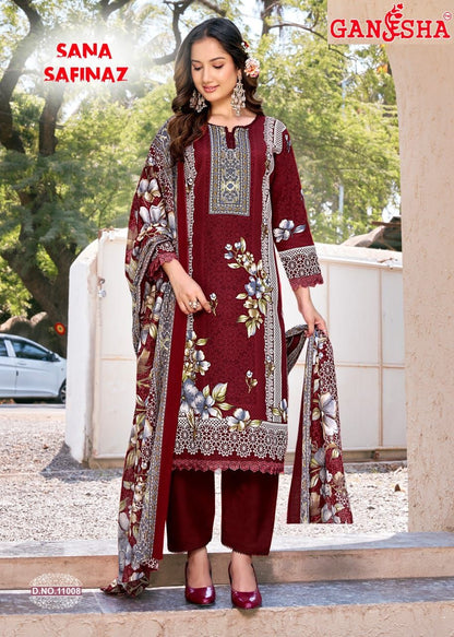 Sana Safinaz Vol 11 Ganesha Mix Cotton Karachi Salwar Suits Supplier India