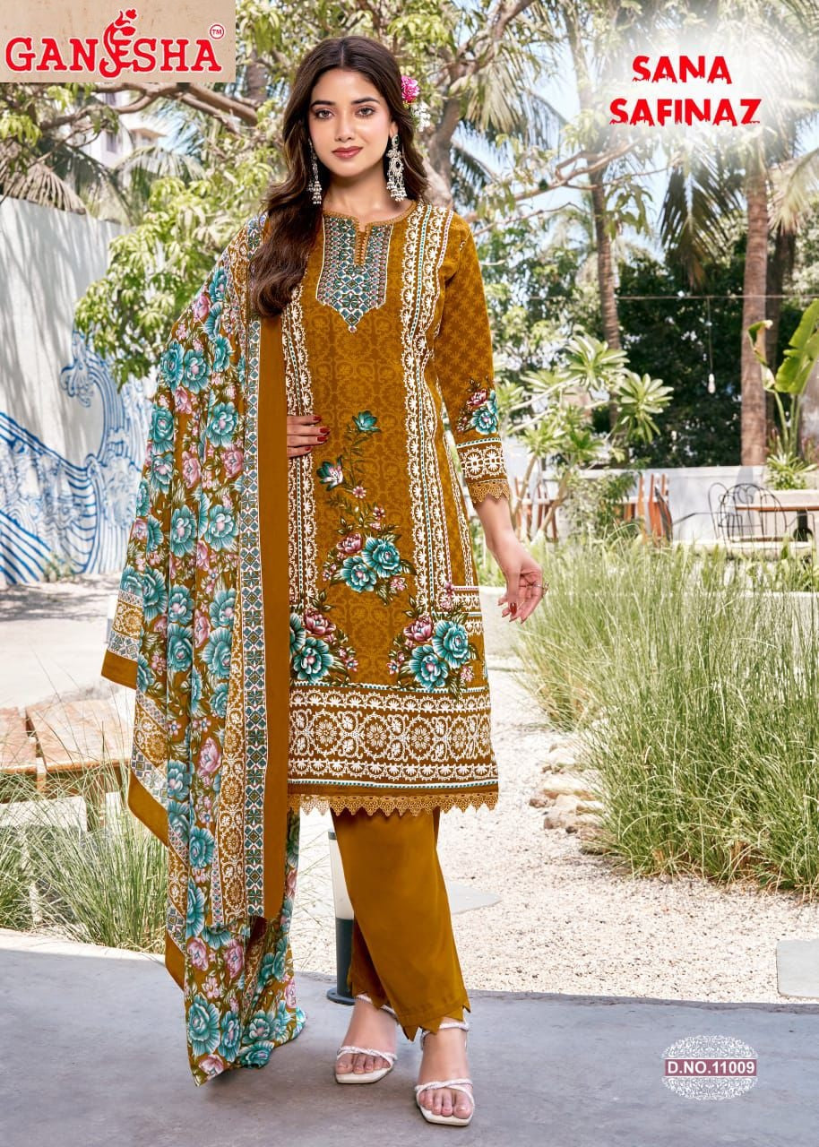 Sana Safinaz Vol 11 Ganesha Mix Cotton Karachi Salwar Suits Supplier India