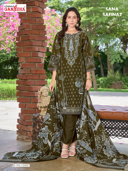 Sana Safinaz Vol 12 Ganesha Mix Cotton Karachi Salwar Suits Supplier India