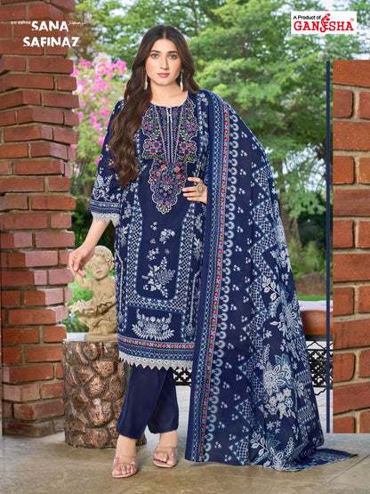Sana Safinaz Vol 12 Ganesha Mix Cotton Karachi Salwar Suits Supplier India