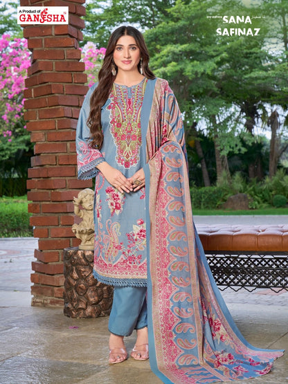 Sana Safinaz Vol 12 Ganesha Mix Cotton Karachi Salwar Suits Supplier India