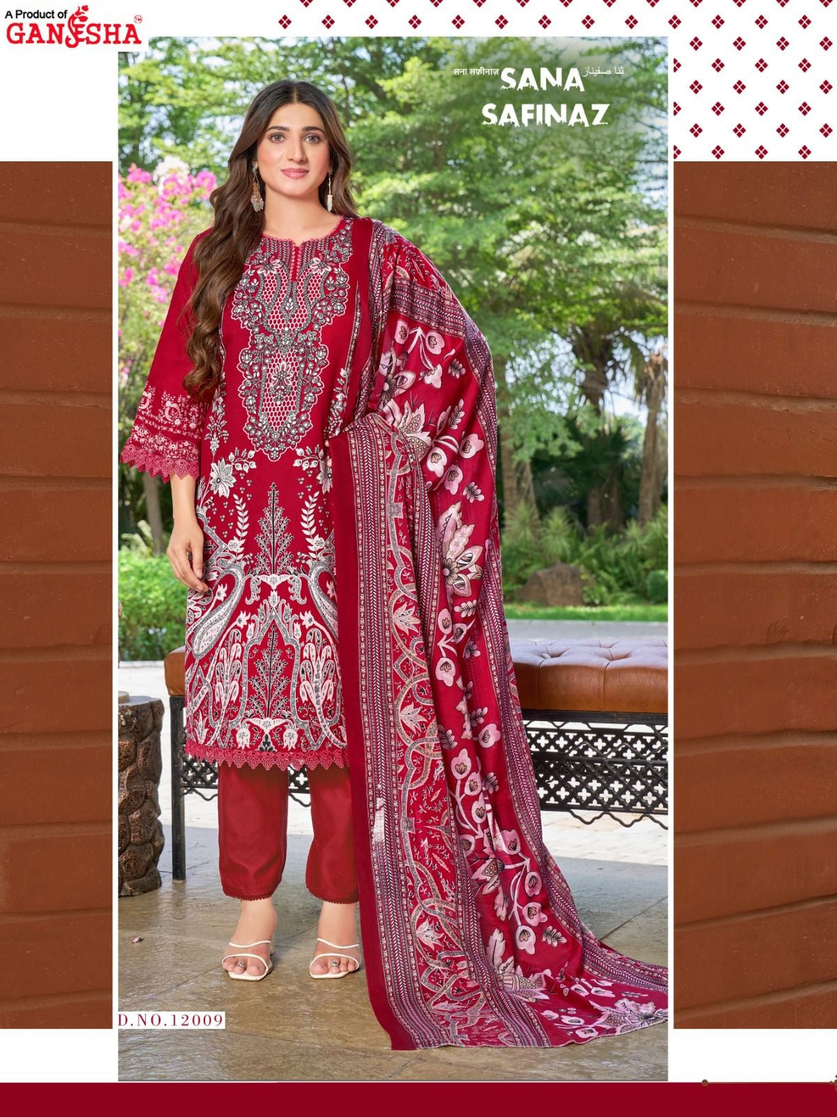 Sana Safinaz Vol 12 Ganesha Mix Cotton Karachi Salwar Suits Supplier India