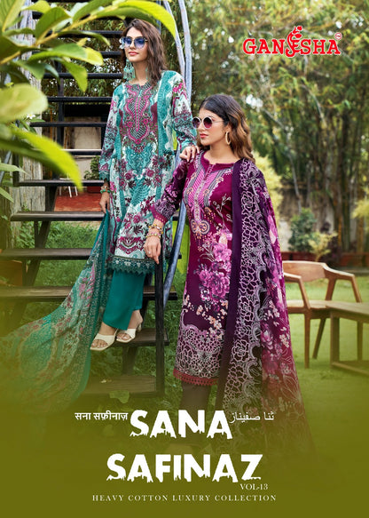Sana Safinaz Vol 13 Ganesha Mix Cotton Karachi Salwar Suits Manufacturer India