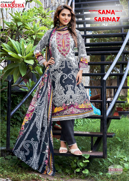 Sana Safinaz Vol 13 Ganesha Mix Cotton Karachi Salwar Suits Manufacturer India