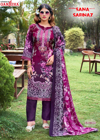 Sana Safinaz Vol 13 Ganesha Mix Cotton Karachi Salwar Suits Manufacturer India