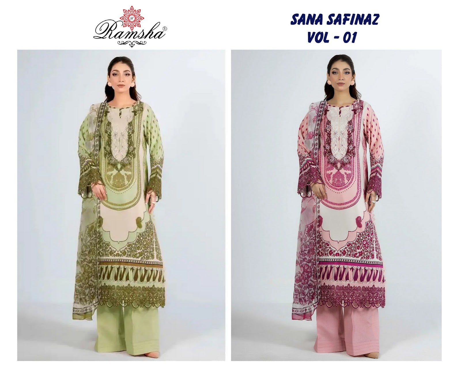 Sana Safinaz Vol 1 Ramsha Cambric Pakistani Readymade Suits Wholesaler